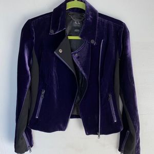 A/X Armani Exchange Purple Velvet Moto Jacket